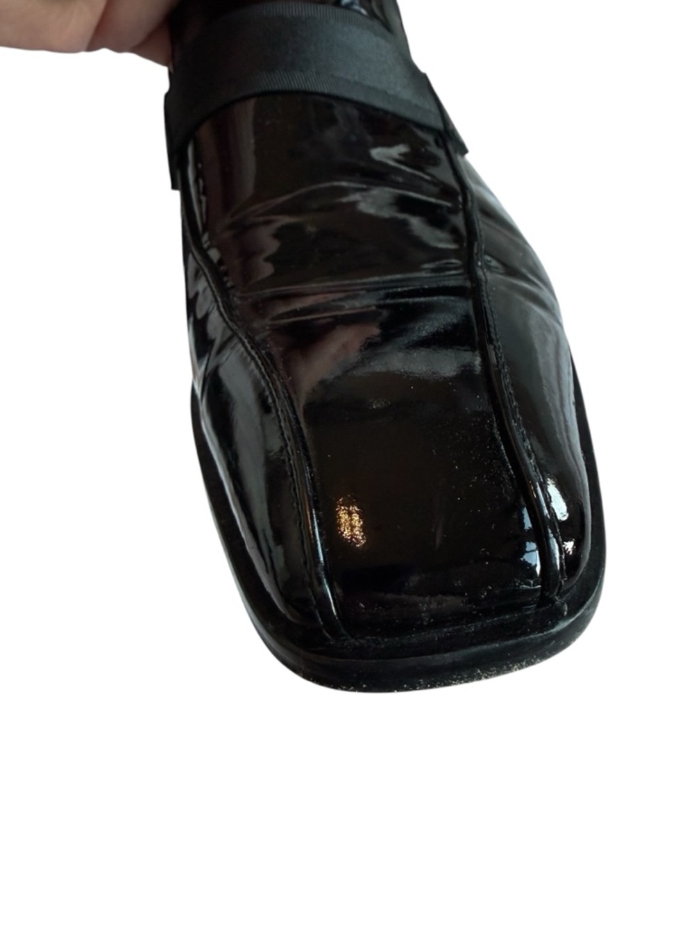 Boss Black Patent Leather Slip-On Loafers with Elastic Strap - Picture 9 of 16